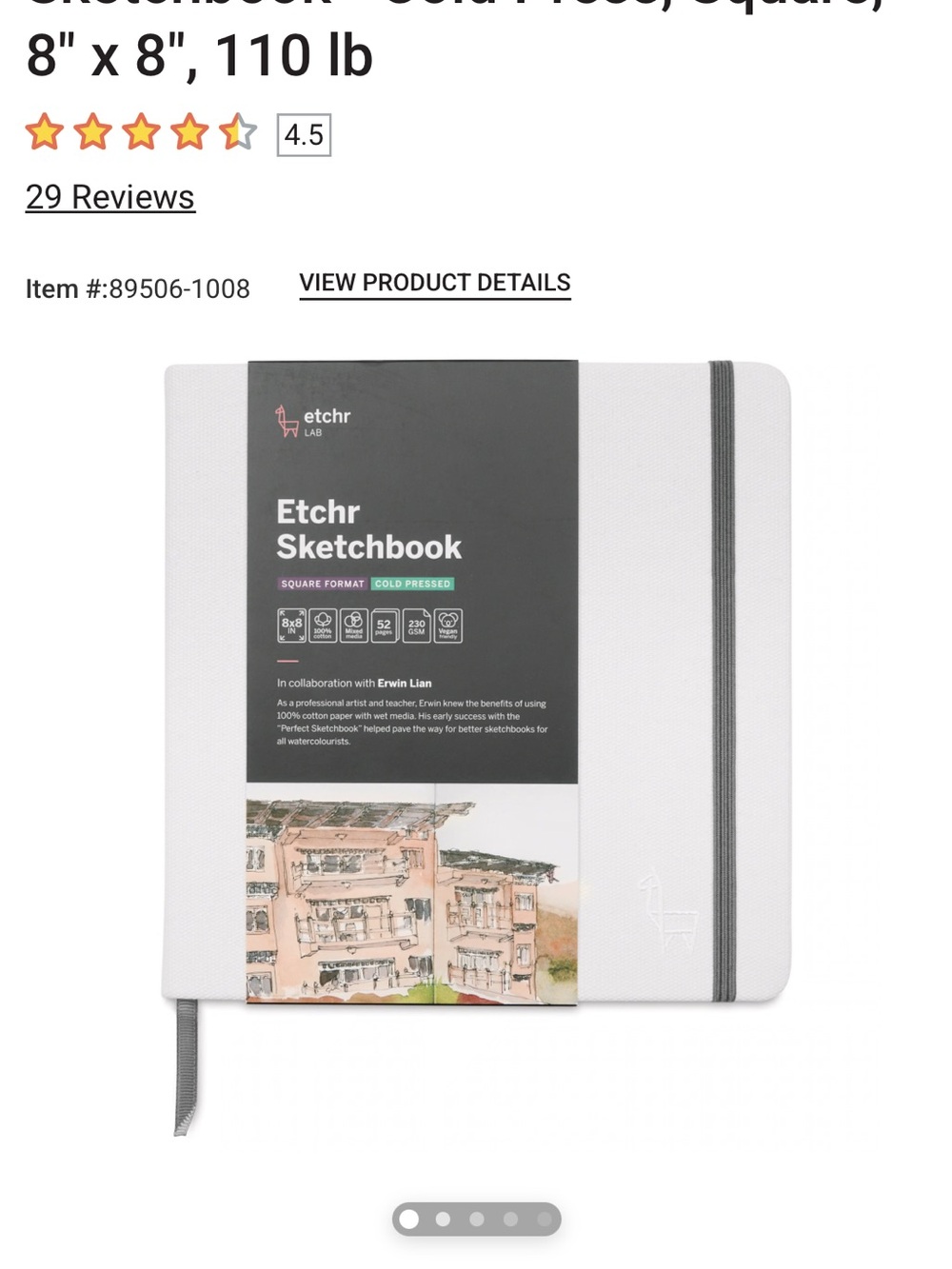 NEW Etchr White Sketchbook - Square 8" x 8" - heavy watercolor paper